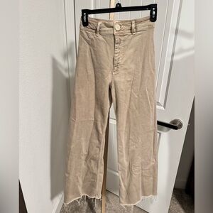 Zara Tan Wide leg jeans raw hem size 25
